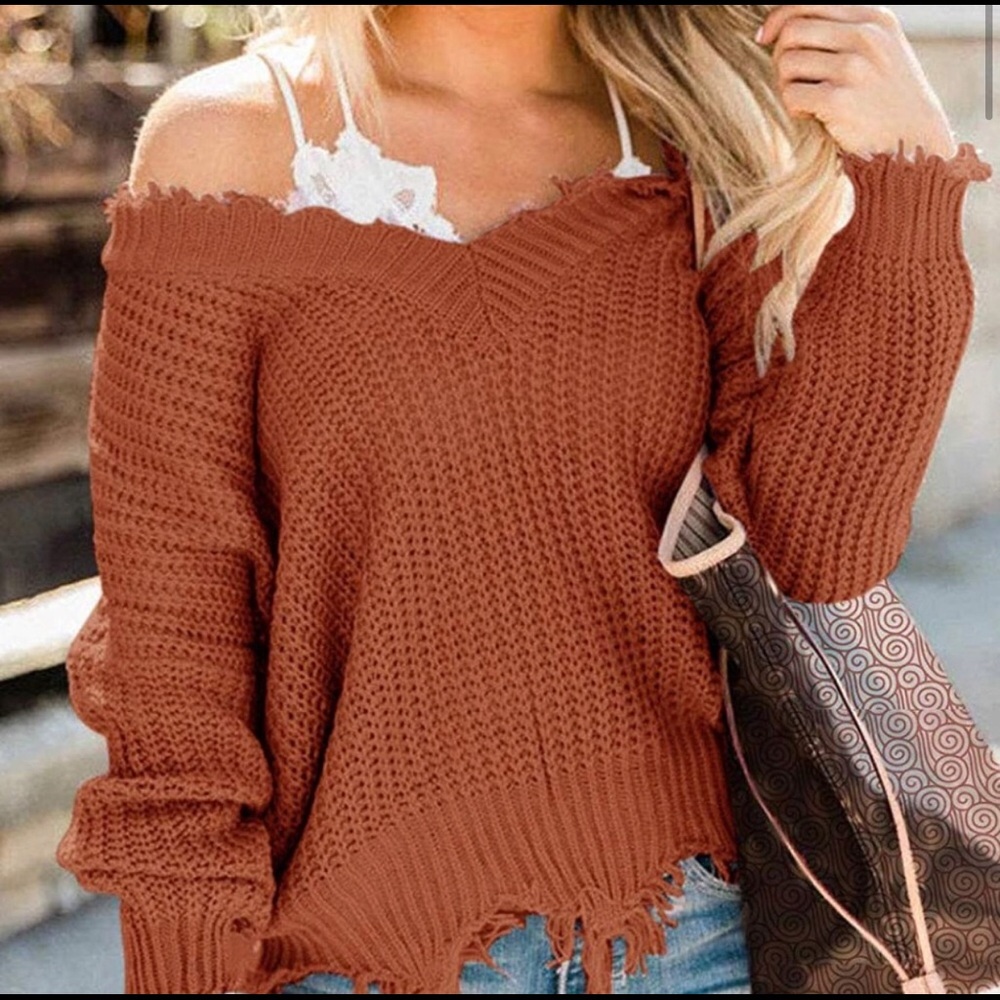 NWT Love Tree Oversized Fringe Sweater